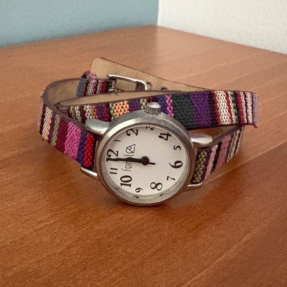 Feral Double Wrap Wrist Watch with Friendship Bracelet Style Strap